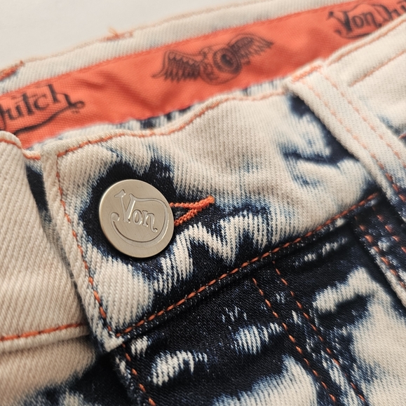 VON DUTCH PARIS Luke Denim Pants Men Pink Wash Distressed Streetwear Jeans Acid - Picture 6 of 9